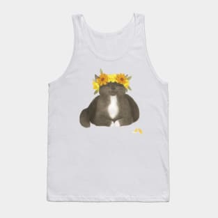 Flower Cat - Black With Yellow Tank Top